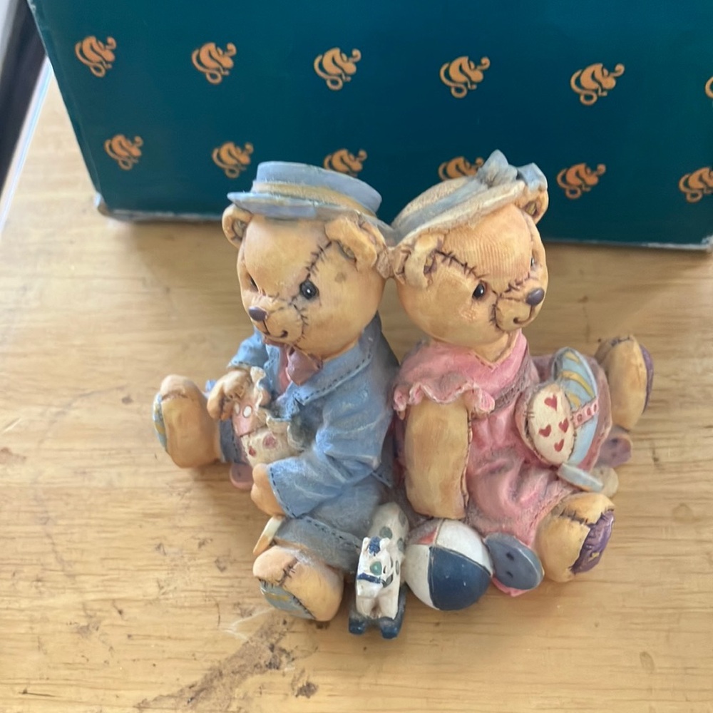Adorable Teddy Bear Figurine Duo